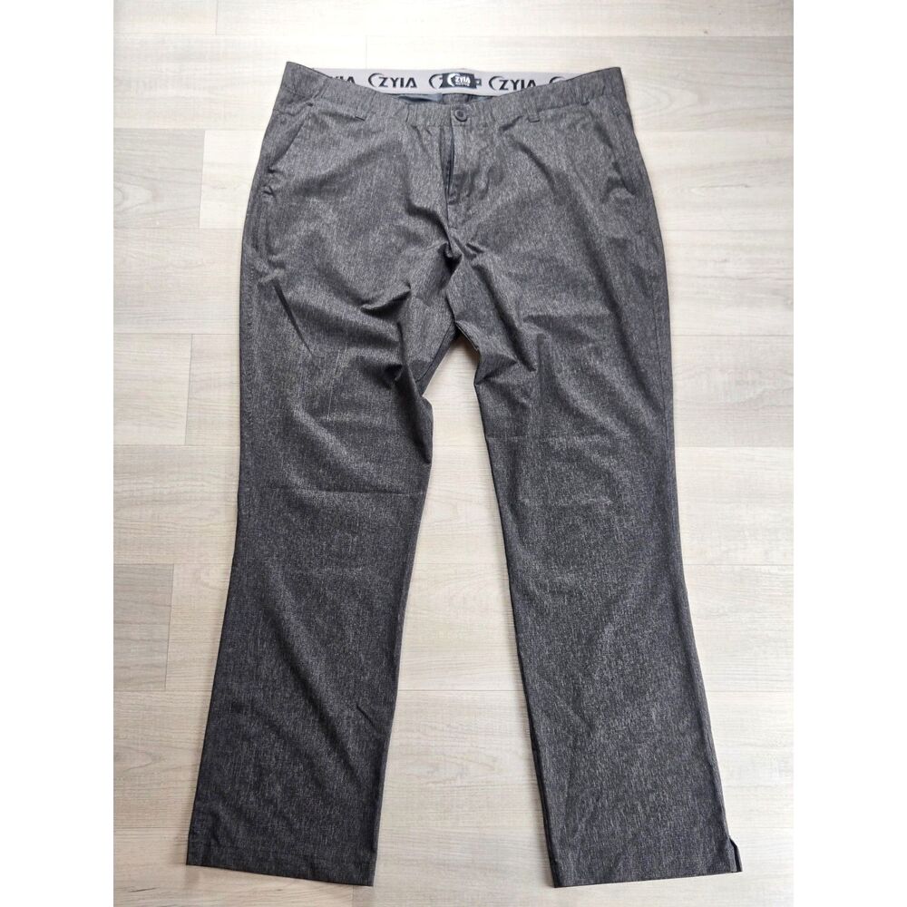 ZYIA Active Men's Performance Golf Chino Pants Charcoal Heather XL 38x31